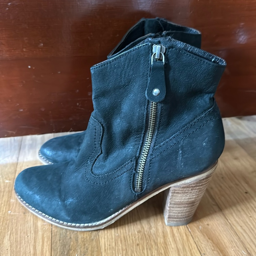 Black leather booties